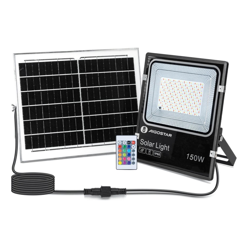 Aigostar - LED RGB Dimmbarer Solarstrahler LED/150W/3,2V IP66 12000 mAh + Fernbedienung