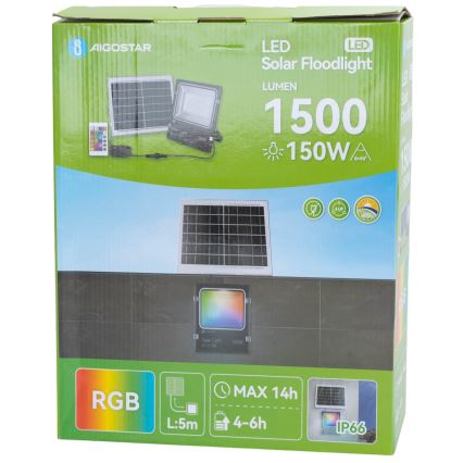 Aigostar - LED RGB dimmbarer Solarstrahler LED/150W/3,2V IP66 12000 mAh + Fernbedienung