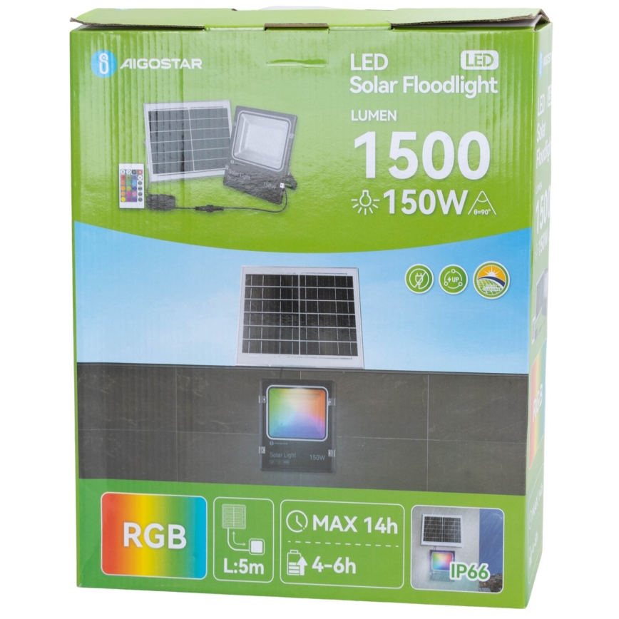 Aigostar - LED RGB dimmbarer Solarstrahler LED/150W/3,2V IP66 12000 mAh + Fernbedienung