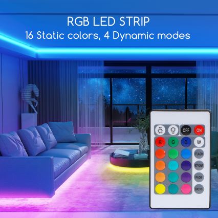 Aigostar - LED RGB Dimmbarer Streifen 3m LED/24W/12/230V IP65 + Fernbedienung