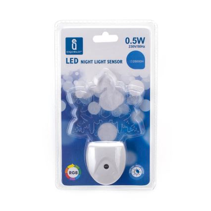 Aigostar - LED RGB Nachtleuchte mit Dämmerungssensor LED/0,5W/230V Schneeflocke