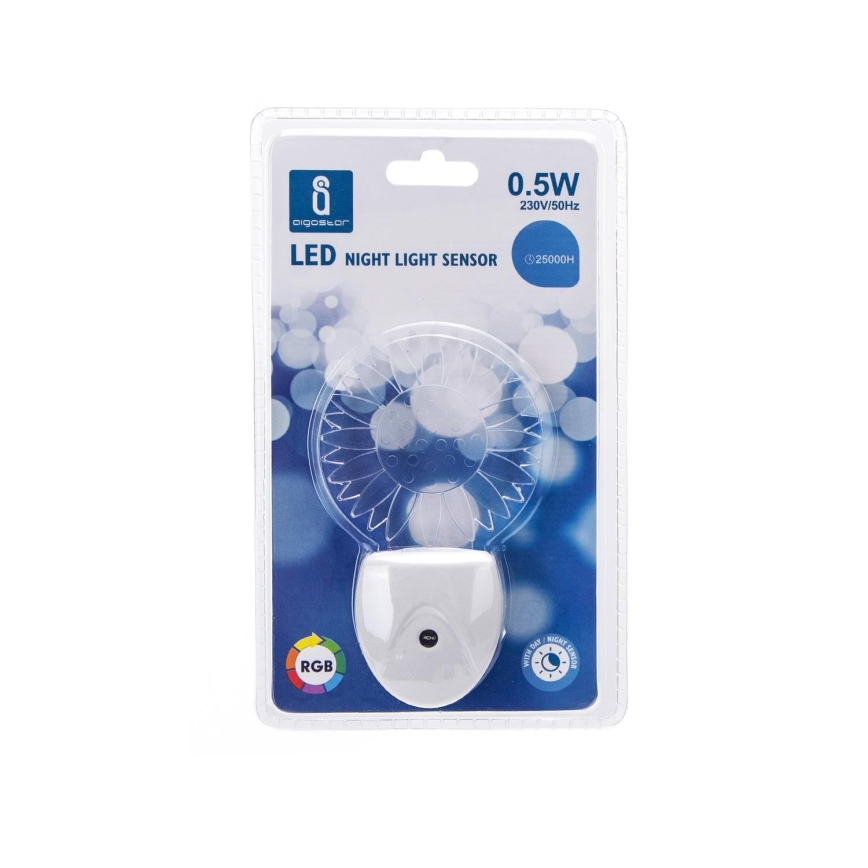 Aigostar - LED RGB Nachtlicht mit Sensor LED/0,5W/230V Sonne