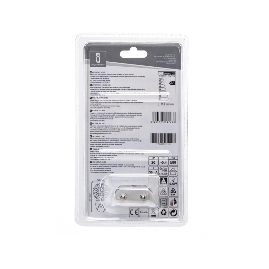 Aigostar - LED RGB Nachtlicht mit Sensor LED/0,5W/230V Sonne