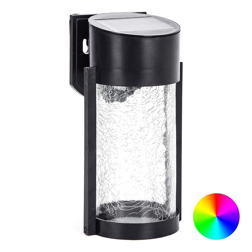 Aigostar - LED RGB Solar-Wandleuchte LED/2W/1,2V schwarz IP44