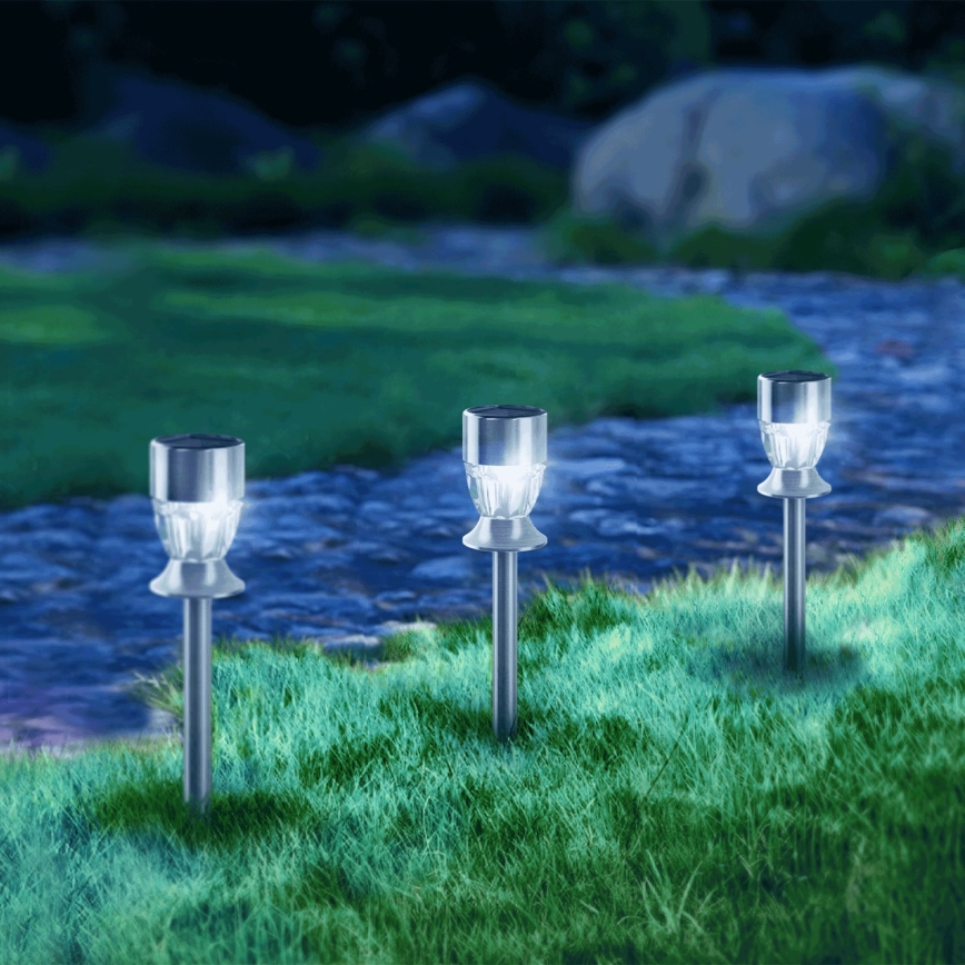 Aigostar - LED-RGB-Solarleuchte LED/0,006W/1,2V 35,5 cm matt Chrom IP44