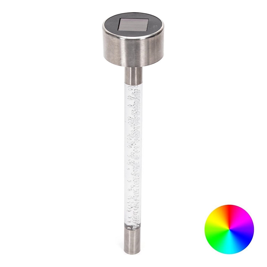 Aigostar - LED-RGB-Solarleuchte LED/0,006W/1,2V 36,7cm matt Chrom IP44
