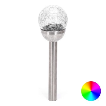 Aigostar - LED-RGB-Solarleuchte LED/0,006W/1,2V 37,8cm matt Chrom IP44