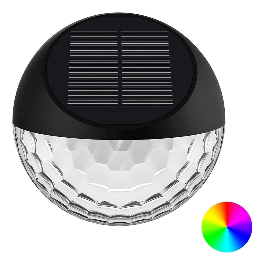 Aigostar - LED-RGB-Solarwandleuchte LED/2W/1,2V schwarz IP44