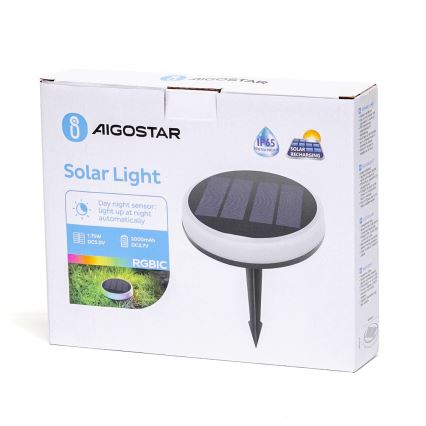 Aigostar - LED RGBIC Solarleuchte LED/0,6W/3,7V IP65 2000 mAh