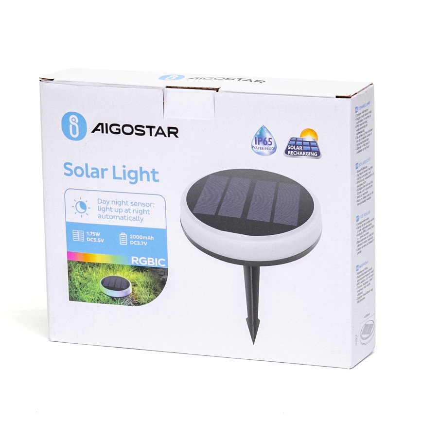 Aigostar - LED RGBIC Solarleuchte LED/0,6W/3,7V IP65 2000 mAh