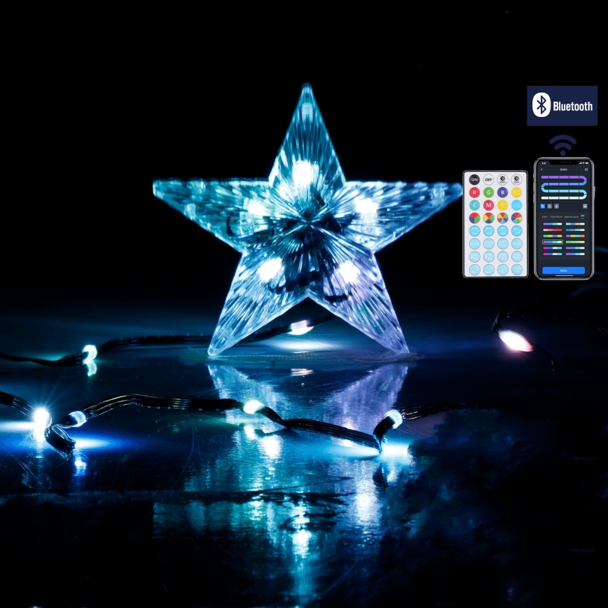 Aigostar - LED RGBICW Smarte Outdoor-Weihnachts-Lichterkette MESH 100 LEDs 10 m IP44 + Fernbedienung