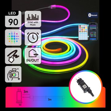 Aigostar - LED RGBICW Intelligente Außen-Weihnachtslichterkette MESH 90xLED 3m IP44 + Fernbedienung
