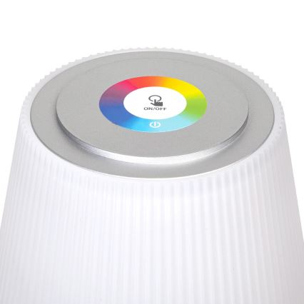 Aigostar - Dimmbare, aufladbare LED-RGBW-Tischleuchte für den Außenbereich LED/4W/5V 3600mAh weiß/matt Chrom IP54