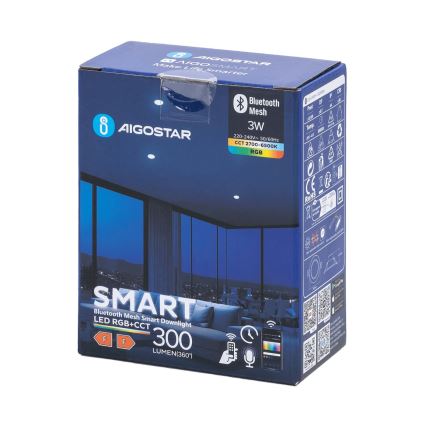 Aigostar - LED-RGBW- Dimmbare Einbauleuchte für Badezimmer MESH Smart LED/3W/230V 2700-6500K IP44