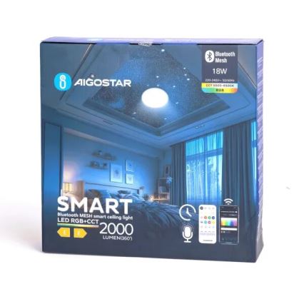 Aigostar - LED-RGBW- Dimmbare Deckenleuchte für Badezimmer MESH Smart LED/18W/230V 3000-6500K IP44 + Fernbedienung