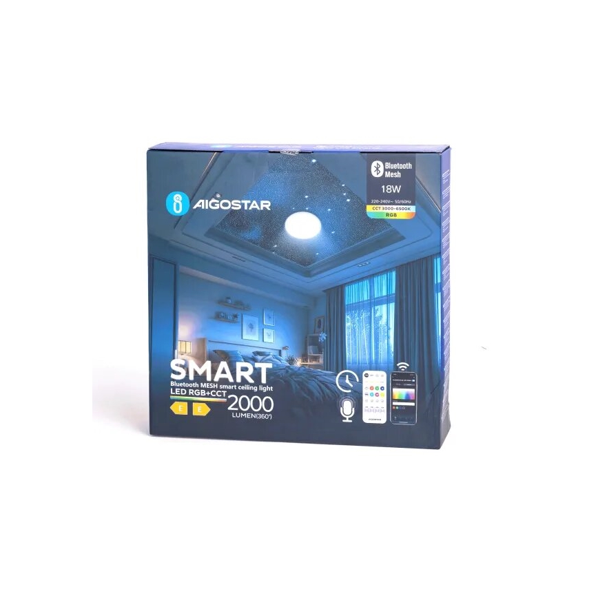 Aigostar - LED-RGBW- Dimmbare Deckenleuchte für Badezimmer MESH Smart LED/18W/230V 3000-6500K IP44 + Fernbedienung