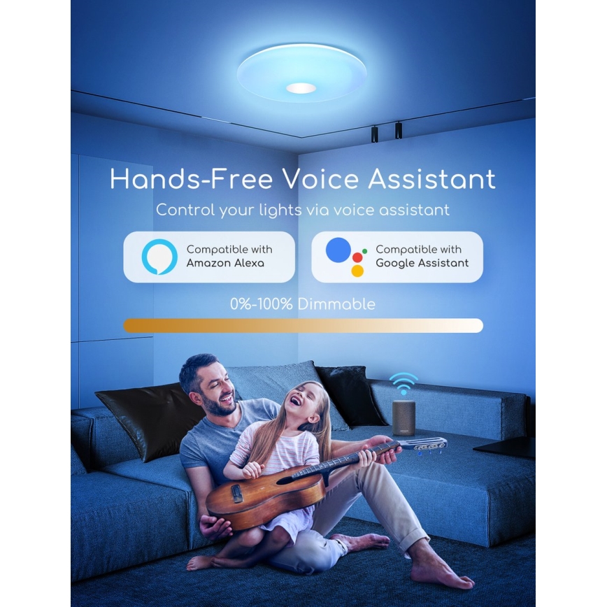 Aigostar - LED RGBW dimmbare Deckenleuchte 18W/230V Ø 34 cm Wi-Fi