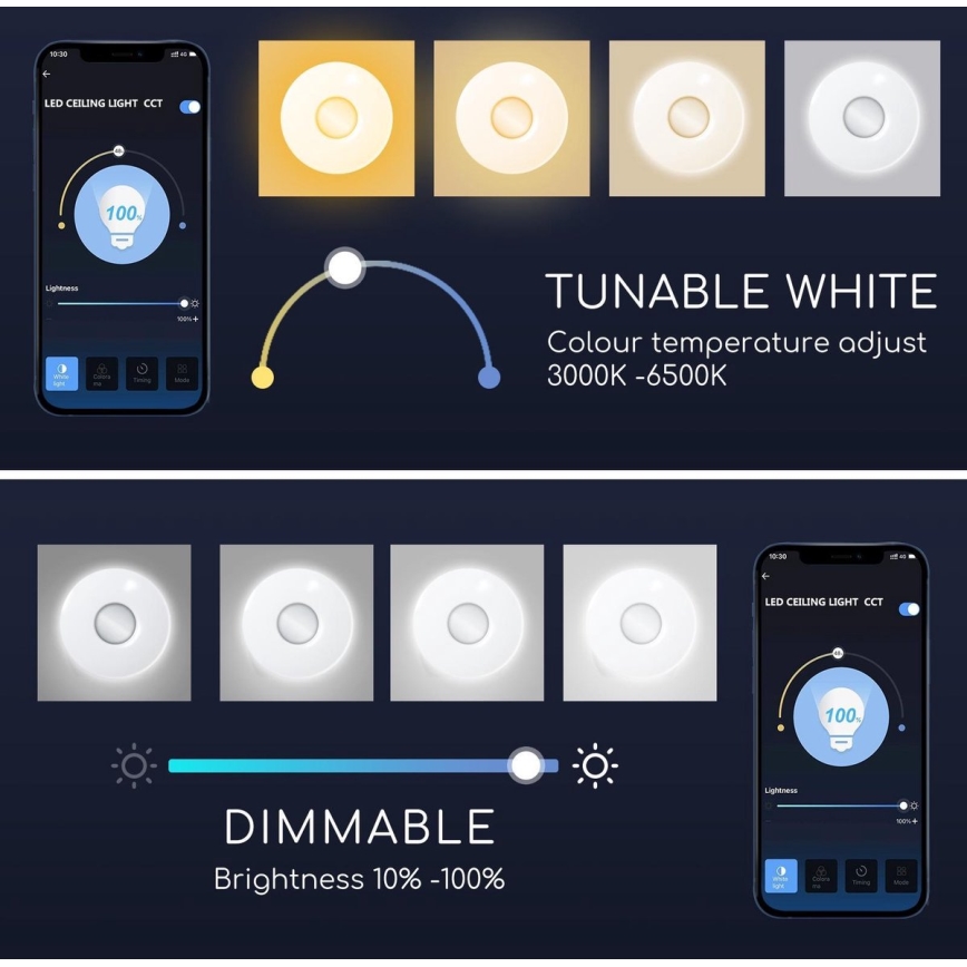 Aigostar - LED RGBW dimmbare Deckenleuchte 18W/230V Ø 34 cm Wi-Fi