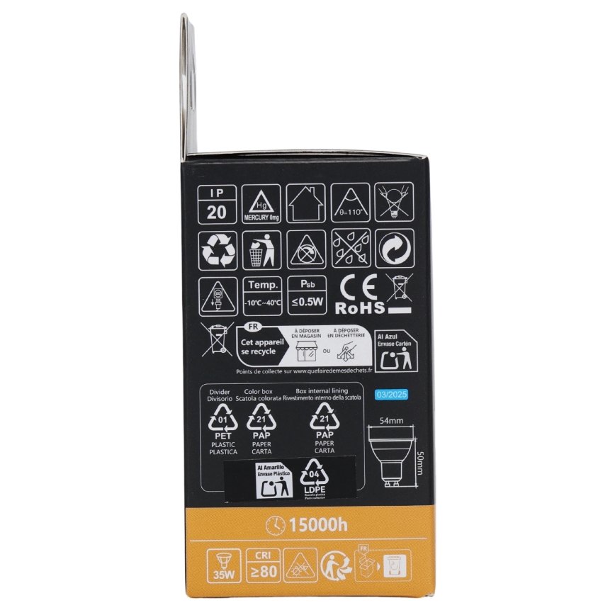 Aigostar - LED RGBW dimmbares GU10-Leuchtmittel, 4,8 W / 230 V, 3000 K + Fernbedienung