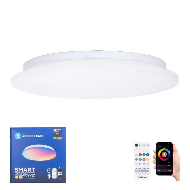 Aigostar - LED-RGBW- Dimmbare Deckenleuchte für Badezimmer MESH Smart LED/18W/230V 3000-6500K IP44 + Fernbedienung