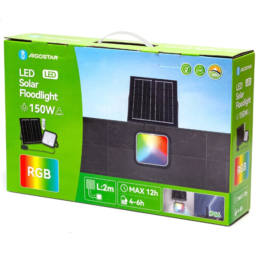 Aigostar - LED-RGBW- Dimmbarer Solarstrahler LED/150W/3,4V IP66 + Fernbedienung