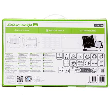 Aigostar - LED-RGBW- Dimmbarer Solarstrahler LED/150W/3,4V IP66 + Fernbedienung