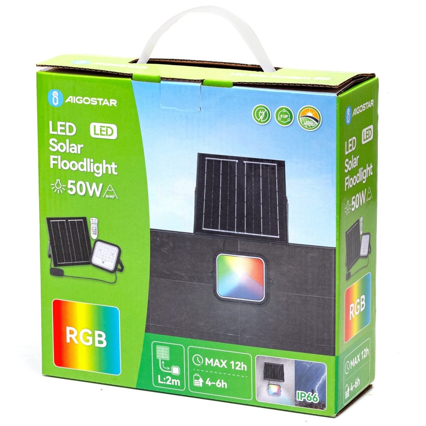 Aigostar - LED-RGBW- Dimmbarer Solarstrahler LED/50W/3,4V IP66 + Fernbedienung
