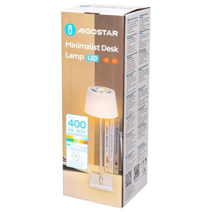 Aigostar - LED RGBW Außen dimmbare wiederaufladbare Tischlampe LED/4W/5V 3600mAh weiß/matter Chrom IP54
