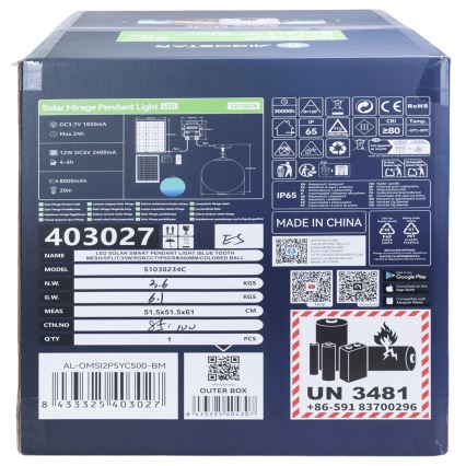 Aigostar - LED RGBW Dimmbare Solar-Hängeleuchte MESH LED/35W/3,7V 8000 mAh 2700K-6500K IP65 d 50 cm