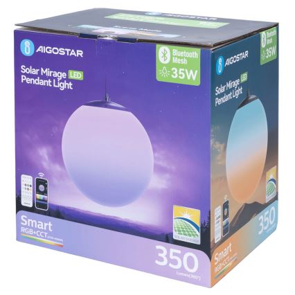 Aigostar - LED RGBW dimmbar Solar-Hängeleuchte MESH LED/5W/3,7V 8000 mAh 2700K-6500K IP65 Ø 30 cm