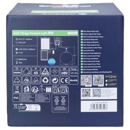 Aigostar - LED RGBW dimmbar Solar-Hängeleuchte MESH LED/5W/3,7V 8000 mAh 2700K-6500K IP65 Ø 30 cm