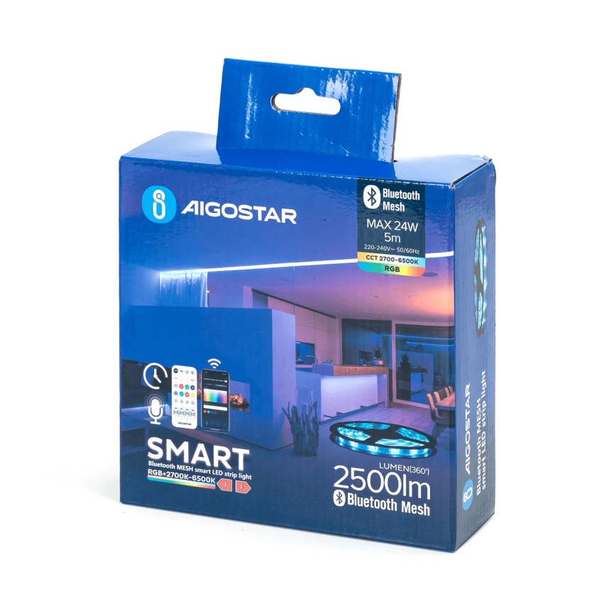 Aigostar - Dimmbarer LED-RGBW-Streifen 5m MESH Smart LED/24W/230V 2700-6500K + Fernbedienung