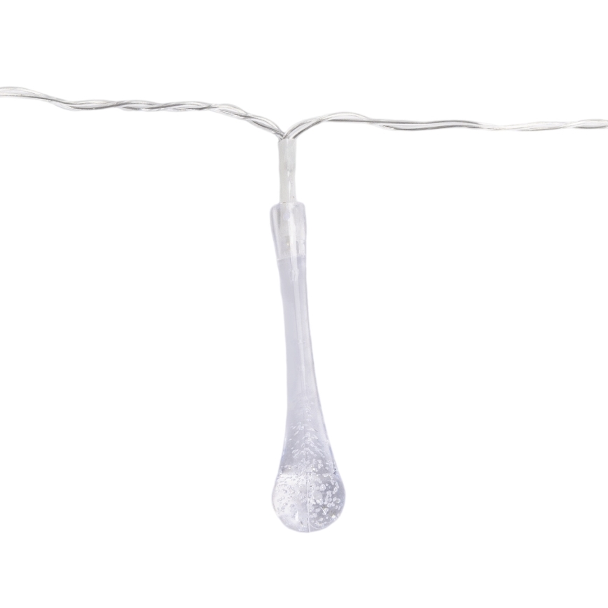 Aigostar - LED-Lichterkette für den Außenbereich, 25 LEDs, 8 Leuchtmodi, 3×AA, 2,5 m, IP44, mehrfarbige Tropfen