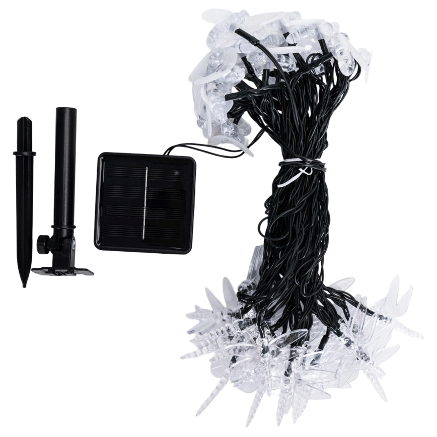 Aigostar - Solar-LED-Dekorations-Lichterkette 50 LEDs / 8 Funktionen 10 m 800 mAh IP65 kaltweiß
