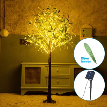 Aigostar - LED Solar-Dekoration 210xLED/3,5m IP65 1200 mAh warmweiß Olive