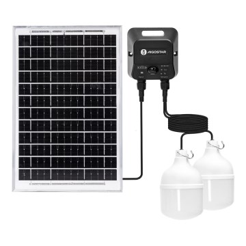 Aigostar - LED Solar-Hängelampe mit Sensor 2×LED/35 W/12 V 6000 mAh 6500 K IP65 Ø 10 cm + Fernbedienung