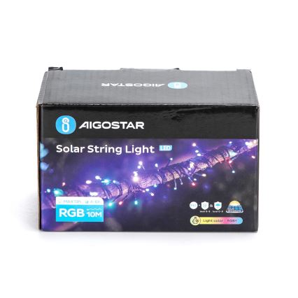 Aigostar - LED Solar-Weihnachtslichterkette 100xLED/8 Funktionen 12m IP65 mehrfarbig