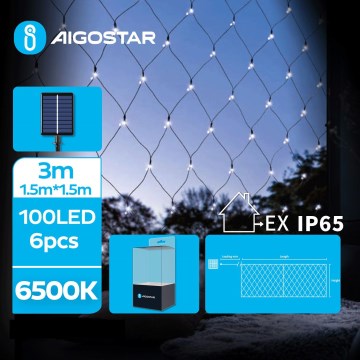 Aigostar - LED-Solar-Lichterkette 100 LEDs / 8 Funktionen 4,5 x 1,5 m IP65 kaltweiß