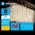 Aigostar - LED-Solar-Lichterkette 100 LEDs / 8 Funktionen, 8 × 0,4 m, IP65, warmweiß, 800 mAh