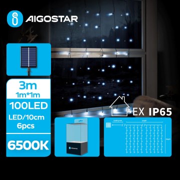 Aigostar - LED Solar-Lichterkette 100xLED/8 Funktionen 4x1m 800 mAh IP65 kaltweiß