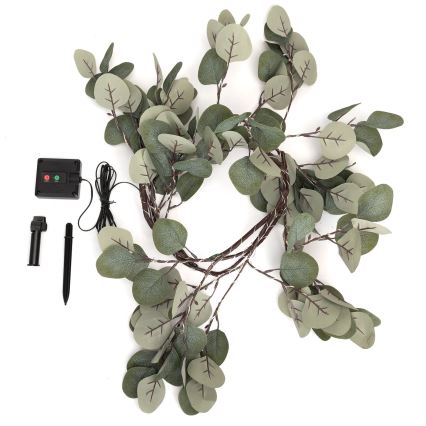 Aigostar - LED Solar-Lichterkette 110xLED/4m IP65 300 mAh warmweiß Eukalyptus