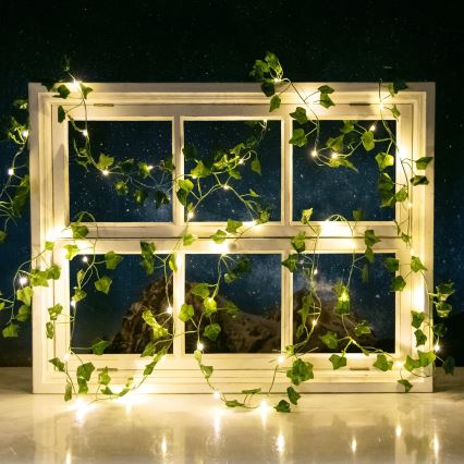 Aigostar - LED Solar-Lichterkette 50xLED/7m IP65 300 mAh warmweiß Efeu