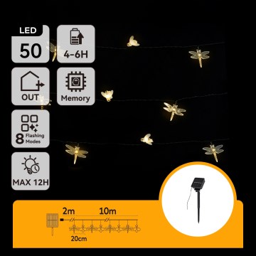 Aigostar - LED Solar-Lichterkette 50xLED/8 Funktionen 10 m 800 mAh IP65 warmweiß