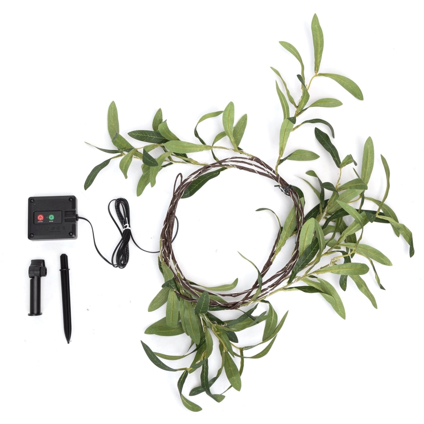 Aigostar - LED Solar-Lichterkette 60xLED/4m IP65 300 mAh warmweiß Olive