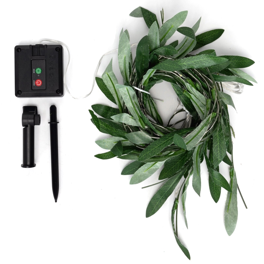 Aigostar - LED Solar-Lichterkette 70xLED/4x1m IP65 300 mAh warmweiß Olive