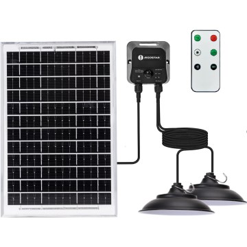 Aigostar - LED-Solar-Pendelleuchte mit Sensor 2xLED/35W/12V 6000 mAh 6500K Ø 15 cm + Fernbedienung