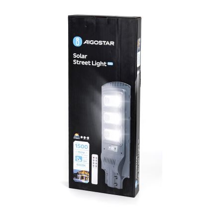 Aigostar - LED-Solar-Straßenlaterne mit Sensor LED/150W/3,2V 15000mAh IP65 6500K + Fernbedienung