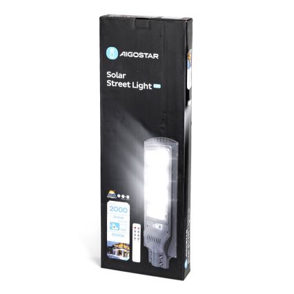 Aigostar - LED-Solar-Straßenlaterne mit Sensor LED/200W/3,2V 20000mAh IP65 6500K + Fernbedienung