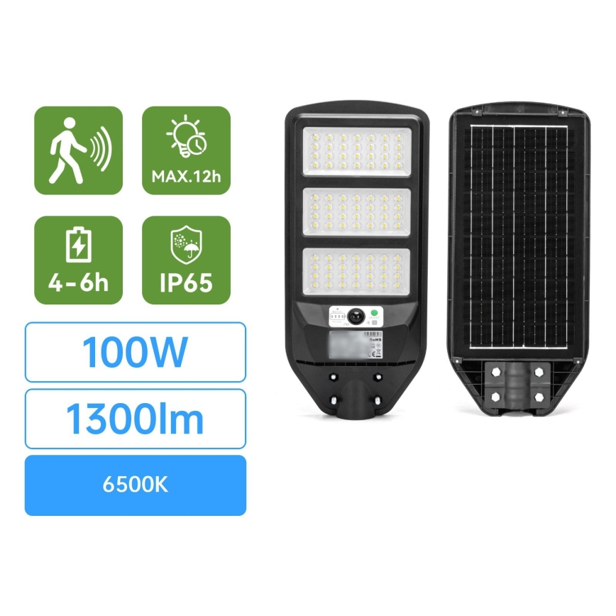 Aigostar - LED Solar-Straßenleuchte mit Sensor LED/100W/3,2V 2400mAh 6500K