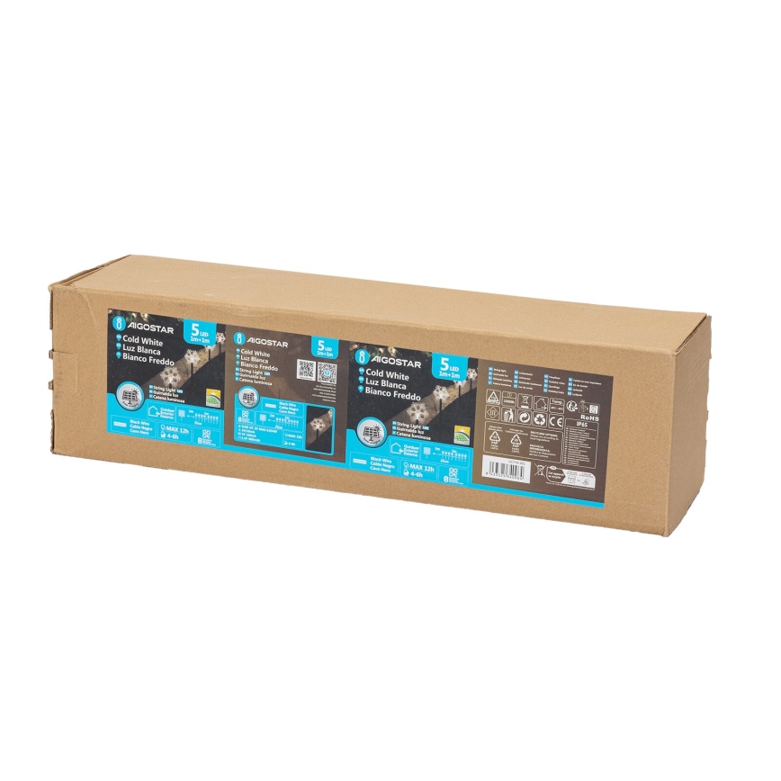 Aigostar - LED Solar- Weihnachten Leuchte LED/0,054W/1,2V 1m 800 mAh IP65 kaltweiß